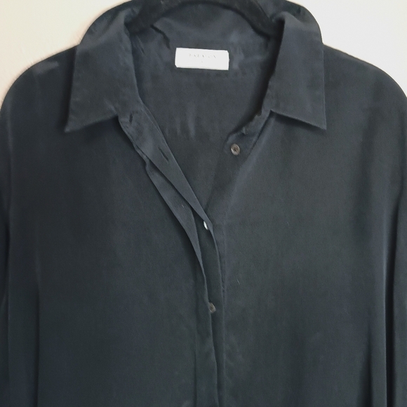 Aritzia Babaton Black 100% Silk Long Sleeve Button Down Shirt - Picture 10 of 10